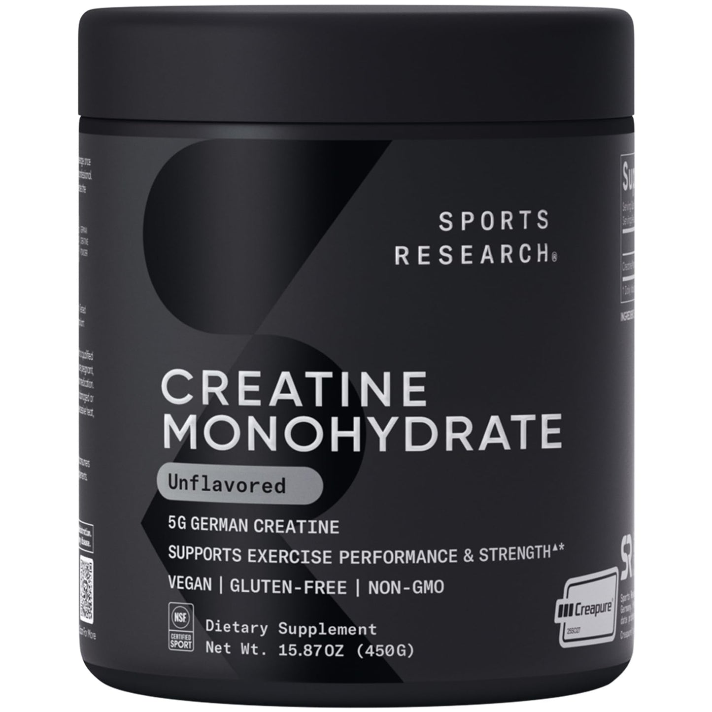 Sports Research Creatine Monohydrate - Gain Lean Muscle, Improve Performance and Strength and Support Workout Recovery* - 5 g Micronized Creatine - 17.64 oz