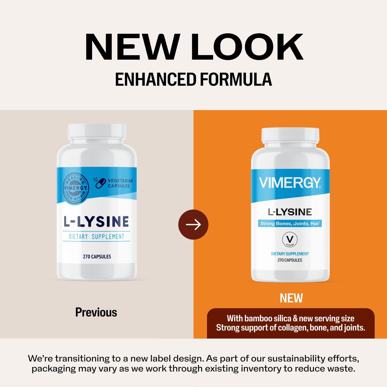 Vimergy L-Lysine – Promotes Healthy Skin, Hair & Nails* – Supports Healthy Metabolism* – Vegan, Non-GMO & Gluten-Free – 270 Capsules
