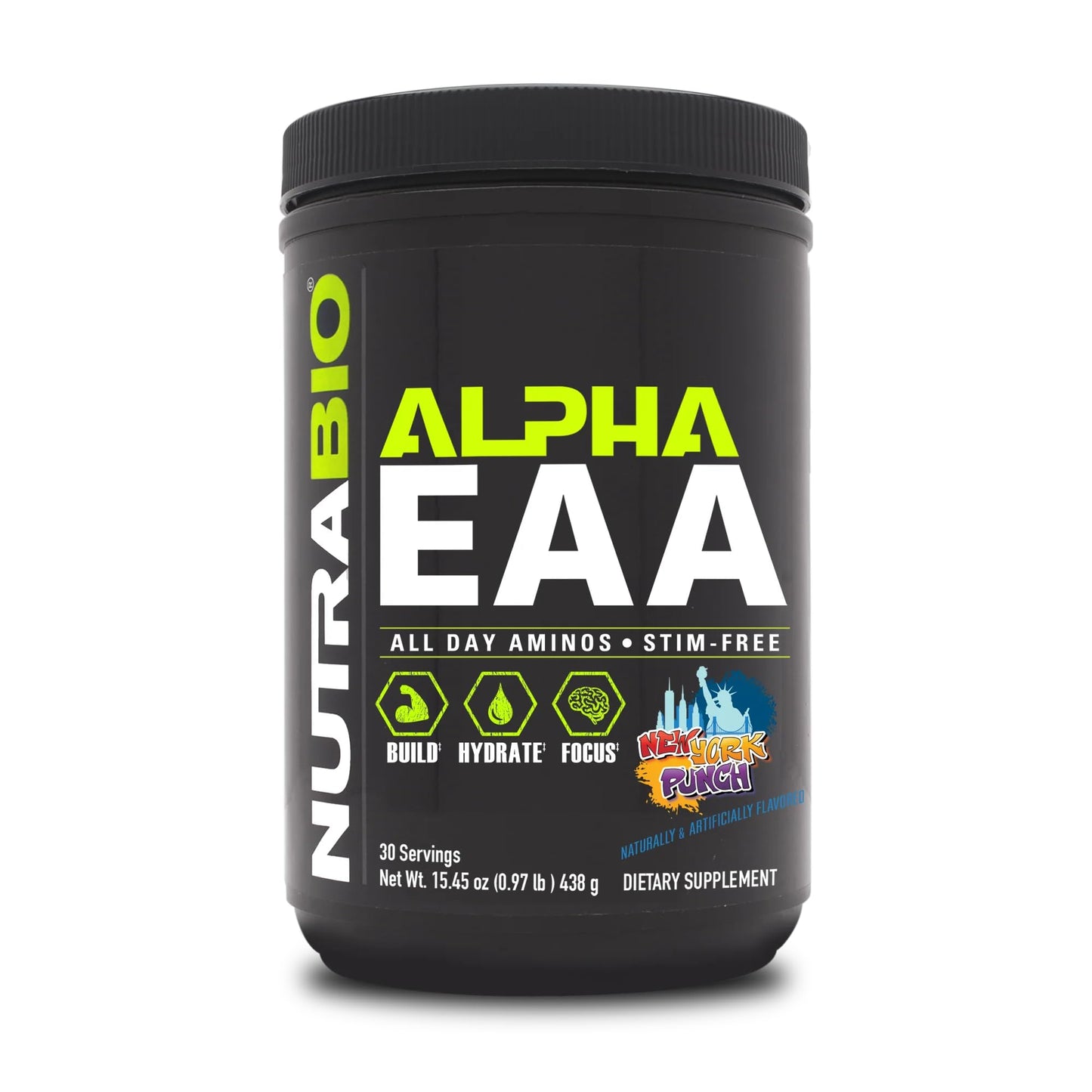 NutraBio Alpha EAA - All-Day Amino Acids for Muscle Growth and Hydration - Essential Amino Acids with Nootropics & Adaptogens- Full Spectrum EAA BCAA Powder - 30 Servings - Strawberry Lemon