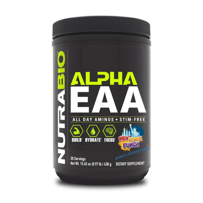 NutraBio Alpha EAA - All-Day Amino Acids for Muscle Growth and Hydration - Essential Amino Acids with Nootropics & Adaptogens- Full Spectrum EAA BCAA Powder - 30 Servings - Strawberry Lemon