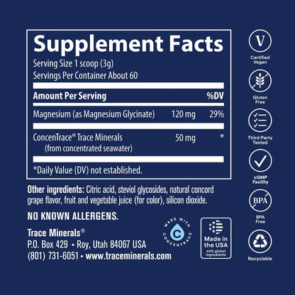 Trace Minerals Magnesium Glycinate Powder, Mixed Berry Lemonade