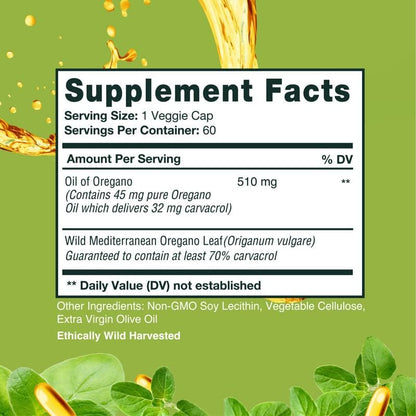 HERBALY Wellness Wildcrafted Oregano Oil Capsules Yellow/Gold