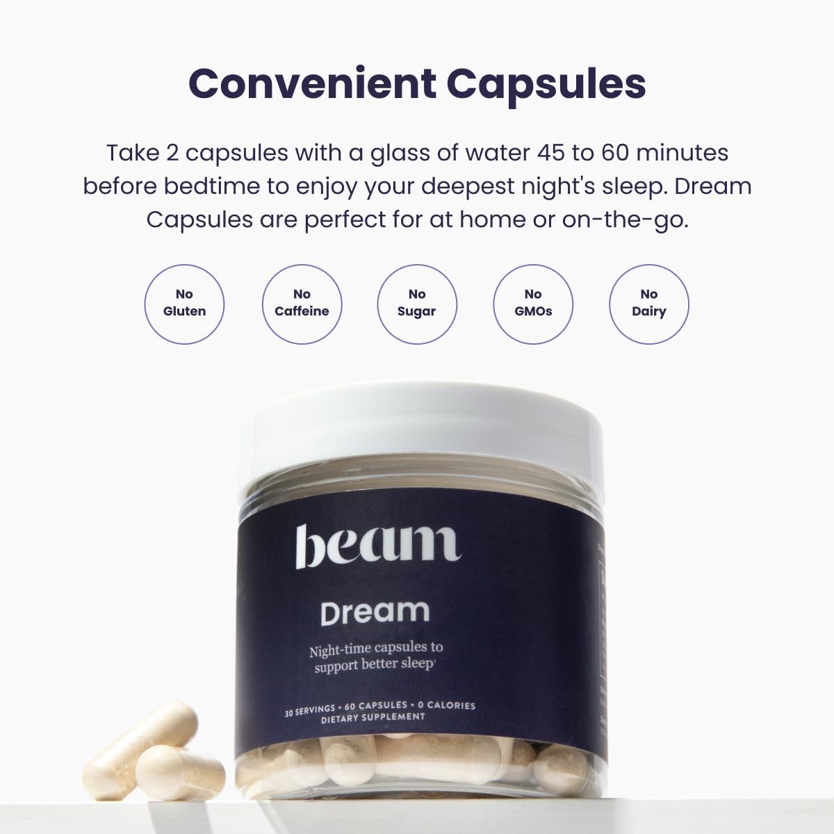 Dream Sleep Capsules, Sleep Supplement, Beam Creatine, 30 Servings Each
