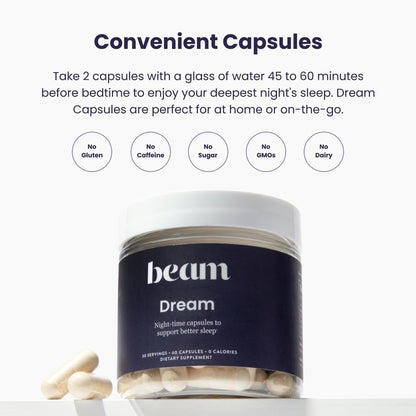 Dream Sleep Capsules, Sleep Supplement, Beam Creatine, 30 Servings Each