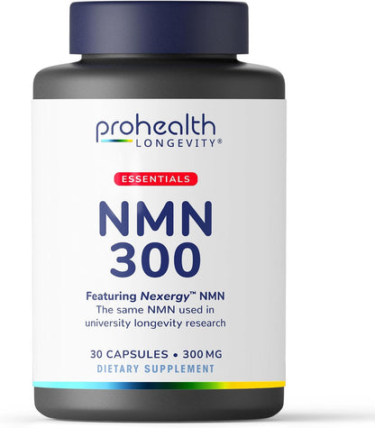 ProHealth Longevity Essentials NMN 300 (300mg, 30 Capsules) - Featuring Nexergy™ NMN 300mg Supplement, NAD+ Precursor, Dietary Supplement, Cellular Health, Metabolism Support
