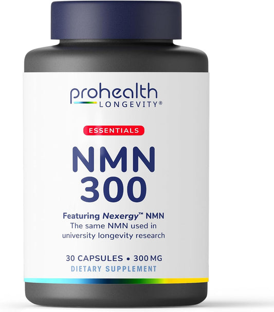 ProHealth Longevity Essentials NMN 300 (300mg, 30 Capsules) - Featuring Nexergy™ NMN 300mg Supplement, NAD+ Precursor, Dietary Supplement, Cellular Health, Metabolism Support