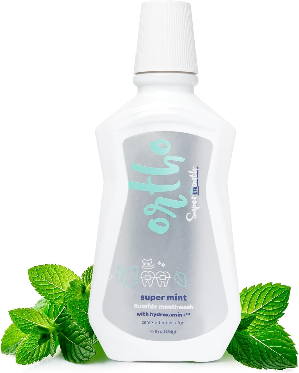 SuperMouth Ortho Fluoride Mouthwash for Braces & Aligners, Mint