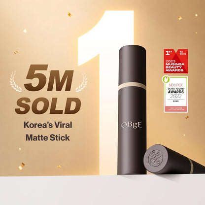 OBgE Natural Foundation Stick High Coverage with Brush #2 Beige, 0.49oz | Seamless Matte Finish, Immediate Pore Blurring, All-Day Shine Control, All-In-One Korean Makeup, Built In Detachable Brush