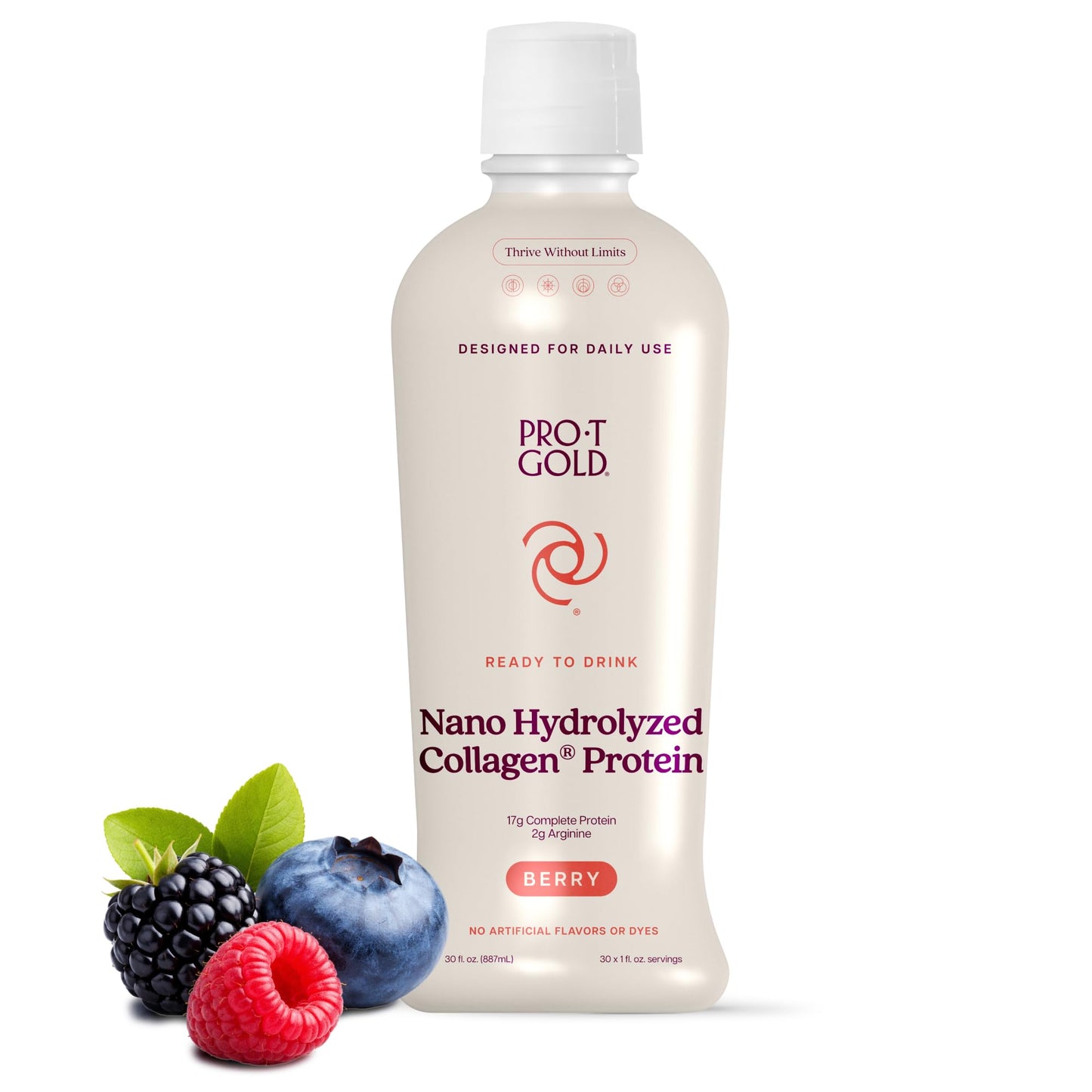 Liquid Collagen Protein Shot, Berry, 17g Protein, 24 pk | Nano Hydrolyzed Grass Fed Collagen, 0g Carbs, Hair, Skin & Nails, Amino Acids, Sugar Free, Gluten Free, 1 fl oz Shots
