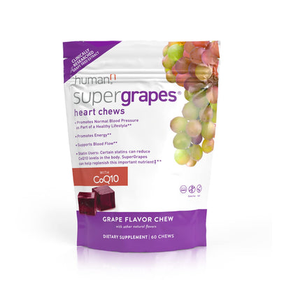 HumanN SuperBeets 3-in-1 Heart Chews - 3X Absorption CoQ10 - Plus Beetroot & Grape Seed Extract, Blood Pressure Support, Support Healthy Blood Flow, Circulation, 60 Count