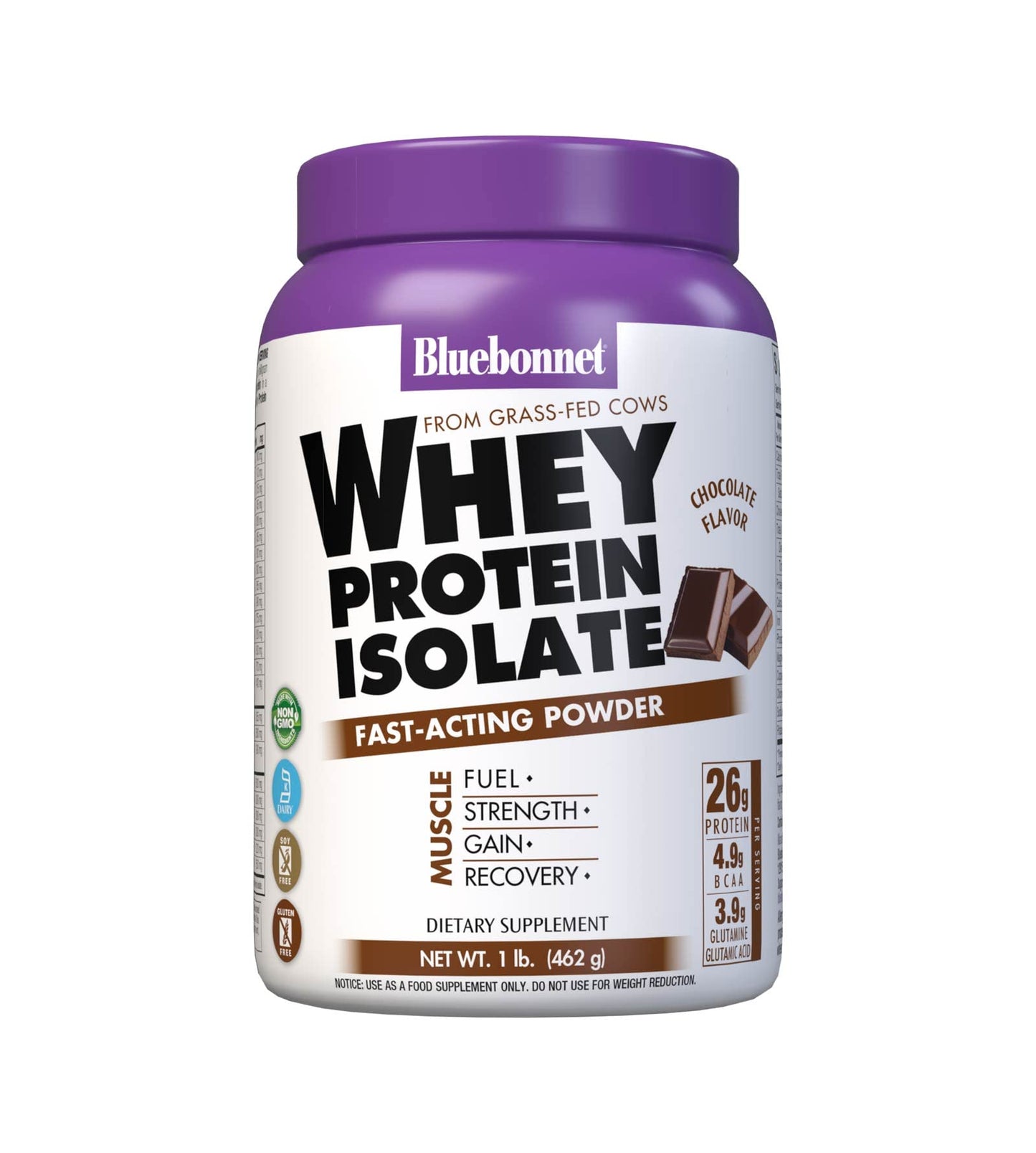 BlueBonnet Nutrition Whey Protein Isolate Powder From Grass Fed Cows, 26g of Protein, No Sugar Added, Gluten & Soy free, kosher Dairy, 2 Lbs, 28 Servings, French Vanilla Flavor