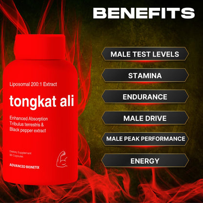 Advanced Bionetix Liposomal Longjack Tongkat Ali Extract Capsules | Powerful Pure Extract | Strength, Drive, Performance & Muscle Mass