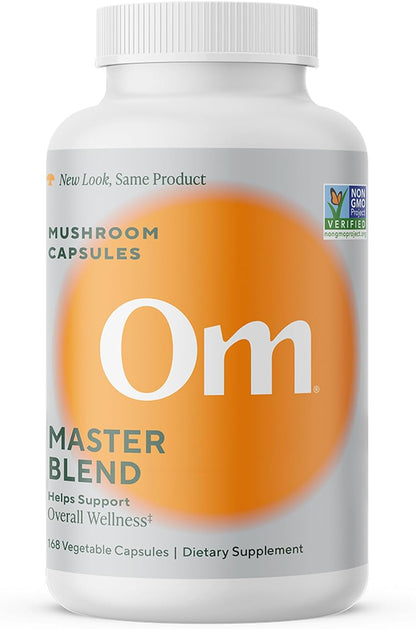 Om Master Blend Mushroom Capsules - Organic Mushroom Supplement with 10 Mushrooms and Ashwagandha – Supports Immunity, Gut Health & Stress Relief, 168 Count (56 Servings)