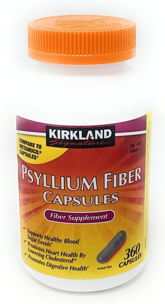 Fiber Capsules Kirkland Therapy for Regularity/Fiber Supplement, 360 capsules - Compare to the Active Ingredient in Metamucil Capsules