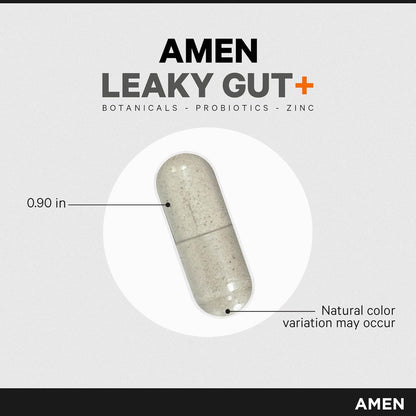 Amen Leaky Gut Supplement - Advanced Formula with Bioavailable L Glutamine, Zinc, Turmeric, DGL Licorice Root - Marshmallow Root - Probiotics & Fermented Prebiotics - Vegan, Non-GMO - 90 Capsules