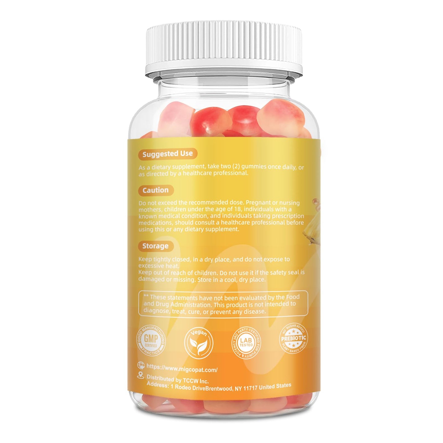 Migcopat Premium Feminine Balance Gummies, Women’s Health Probiotics - 100 Billion CFU Probiotics - Immune Support, Gut Health, Hormone Balance, PH Balance Vitality, Pineapple Flavor, 60 Count