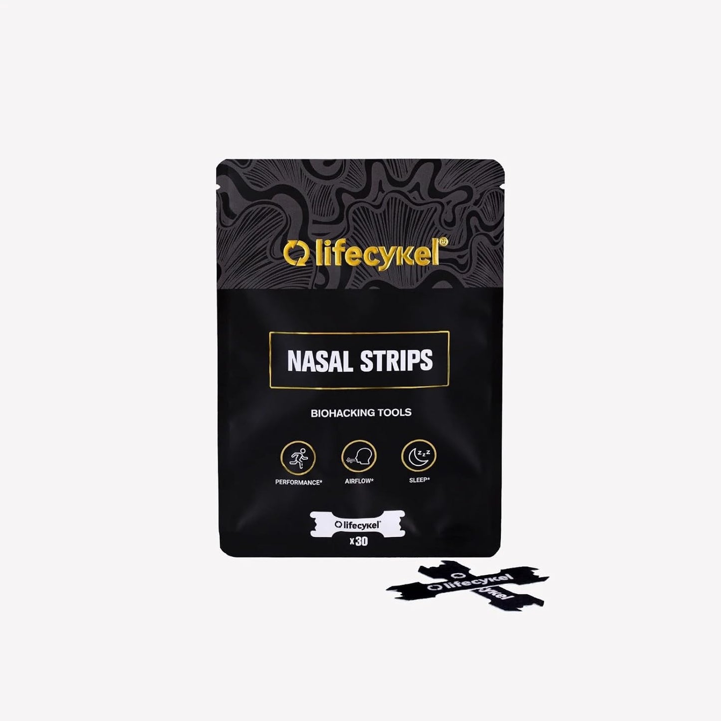 Lifecykel Performance Nasal Strips - 30 Count Breathing Strips for Better Sleep, Snoring Relief & Athletic Performance - Drug Free Nose Strips for Congestion & Enhanced Airflow