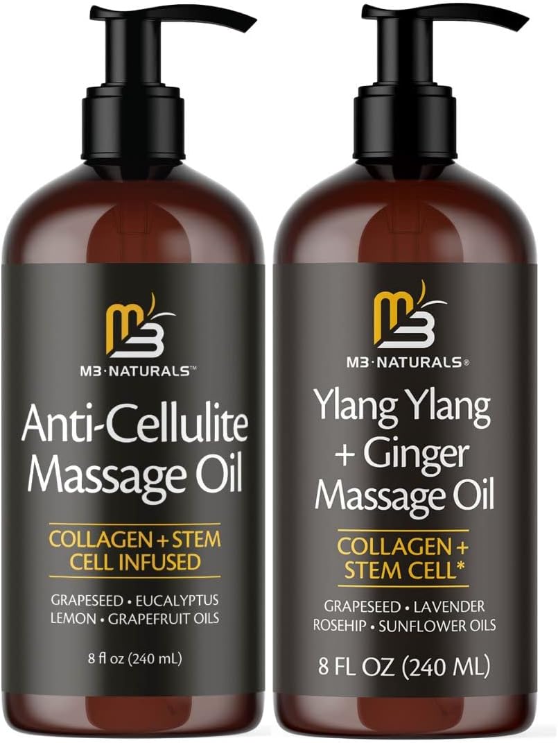 M3 Naturals Anti Cellulite Massage Oil + Ylang Ylang & Ginger Massage Oil