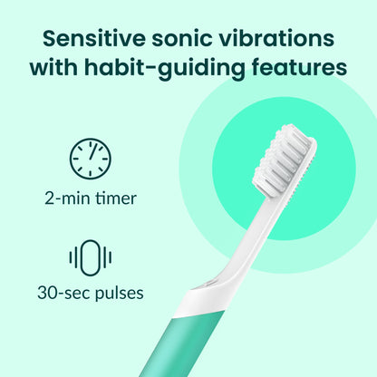 Quip Sonic Electric Toothbrush for Adults, Extra Brush Head, Marine Blue