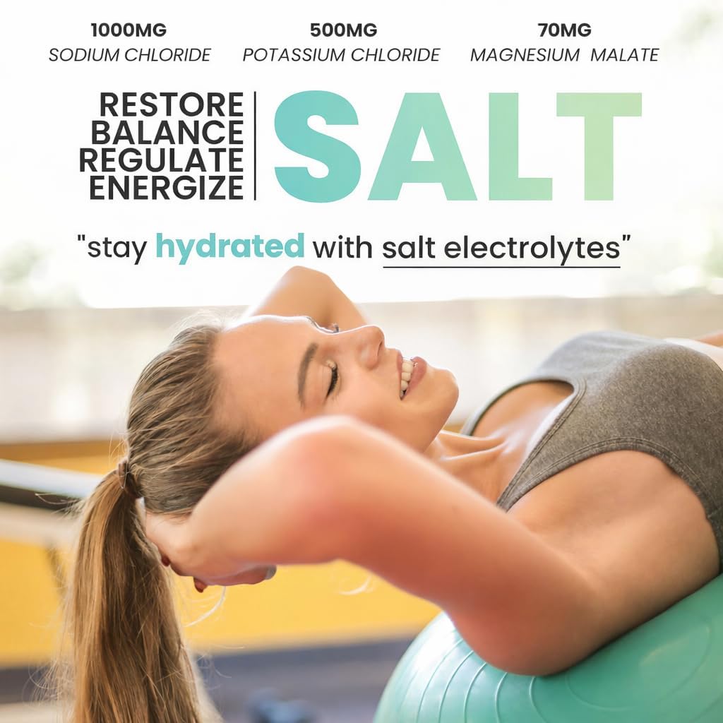 Electrolyte Capsules with 1000mg Sodium, Potassium & Magnesium, 90 Count | Formulated with chloride mineral salts and glycinate. Zero sugar, no mixing, convenient capsules, 30 servings