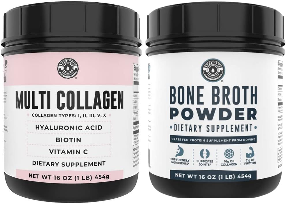 Left Coast Performance Pure Bone Broth and Multi Collagen Powder for Joint, Hair, Skin, and Nails Support