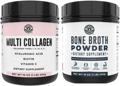 Left Coast Performance Pure Bone Broth and Multi Collagen Powder for Joint, Hair, Skin, and Nails Support