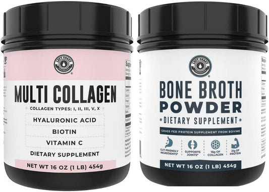 Left Coast Performance Pure Bone Broth and Multi Collagen Powder for Joint, Hair, Skin, and Nails Support