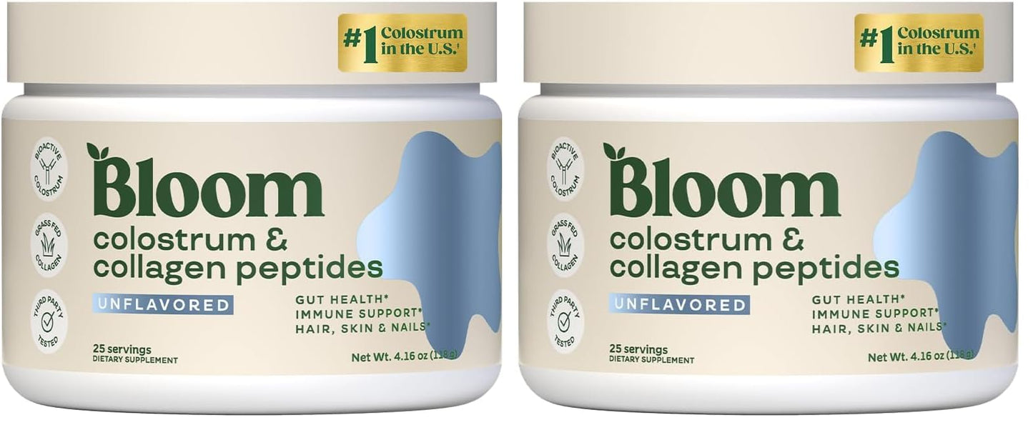 Bloom Nutrition Bovine Colostrum Powder, Strawberries & Cream, 25 Servings | Gut Health, Immune Support, Hair Growth & Beauty Supplement, Gluten Free, Sugar Free