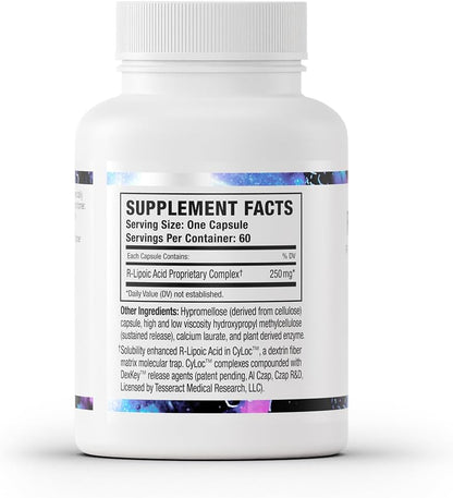 Tesseract RLA Pro SR R-Lipoic Acid Supplement, Energy Support, 60 Capsules | Sustained Release, Helps Maintain Cellular Energy & Glucose Utilization, Gluten Free, Plant Based
