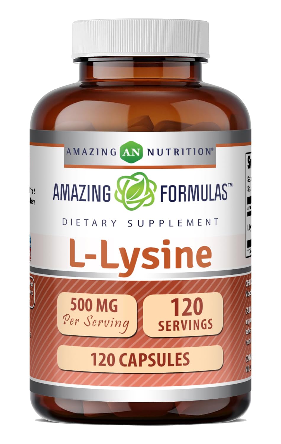 Amazing Formulas L-Lysine 500 Mg Amino Acid Supplement | Capsules | Non-GMO | Gluten-Free | Made in USA (1 Pack | 250 Count)