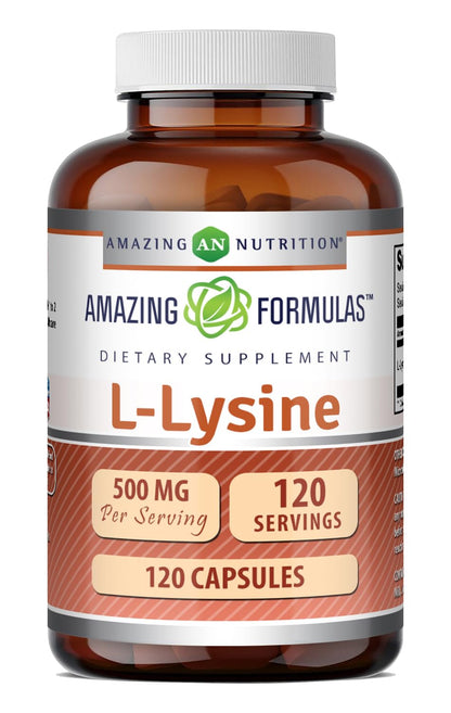 Amazing Formulas L-Lysine 500 Mg Amino Acid Supplement | Capsules | Non-GMO | Gluten-Free | Made in USA (1 Pack | 250 Count)