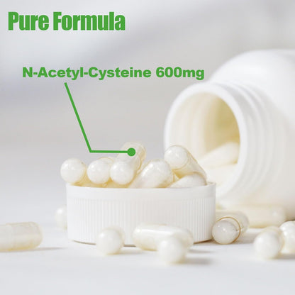 NAC Supplement N-Acetyl Cysteine, NAC 600mg Capsules for Lung Support, Liver Detox, Antioxidant Support, Respiratory Health, 60 Counts