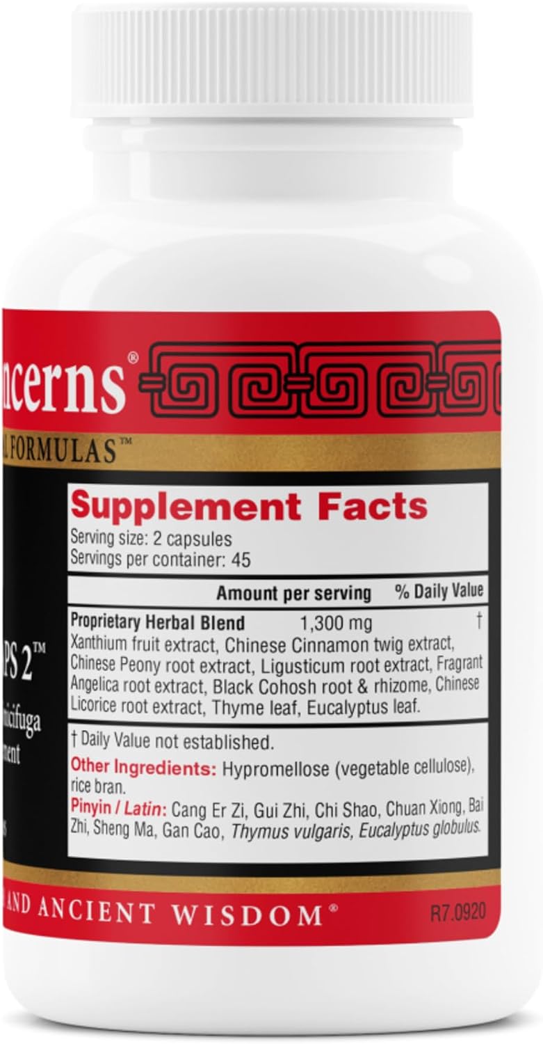 Health Concerns Nasal Caps 2 – Sinus Relief & Nasal Congestion Supplement – Allergy Relief & Snot Pressure Support – Traditional Chinese Formula with Xanthium, & Licorice Root – 90 Capsules