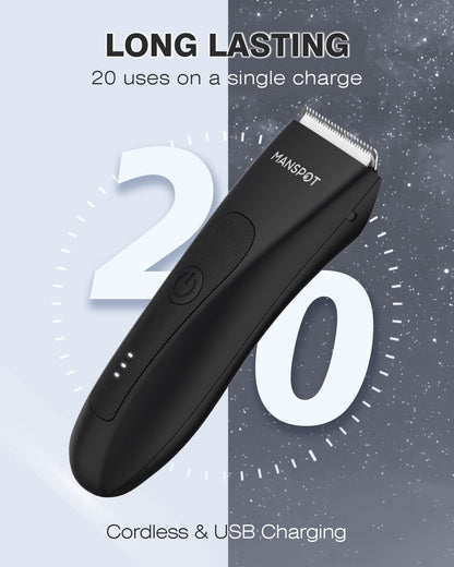 MANSPOT Manscape Groin Hair Trimmer for Men, Electric Ball Trimmer/Shaver, Replaceable