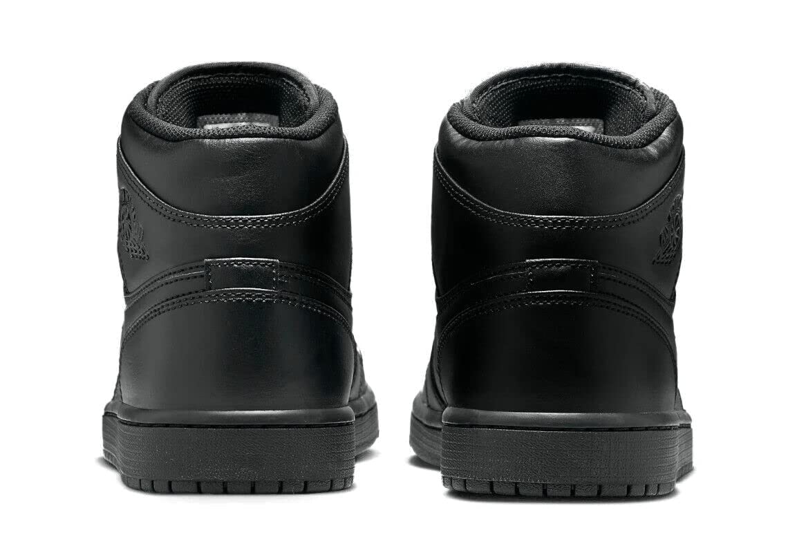 Black Air Jordan 1 Mid Trainers by Nike
