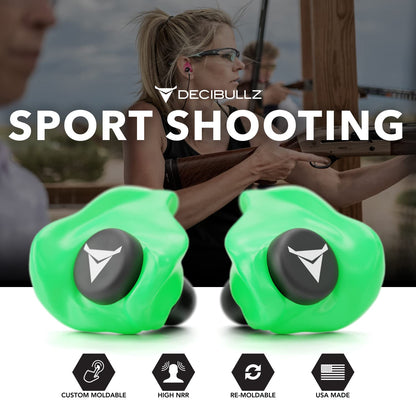 Decibullz - Custom Molded Earplugs, 31dB Highest NRR, Comfortable Hearing Protection