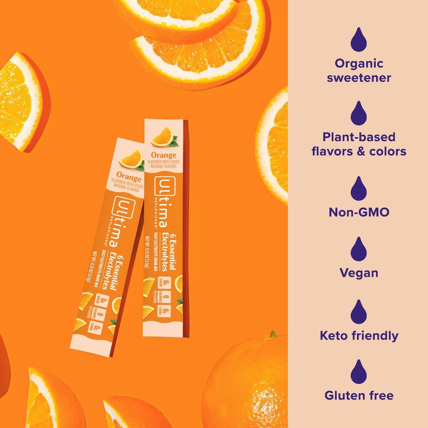 Ultima Replenisher Electrolyte Powder Drink Mix Bundle – Sugar Free – Orange, 90 Serving Canister and 20 Stickpacks – 6 Electrolytes and Minerals – Keto Friendly, Vegan, Non-GMO
