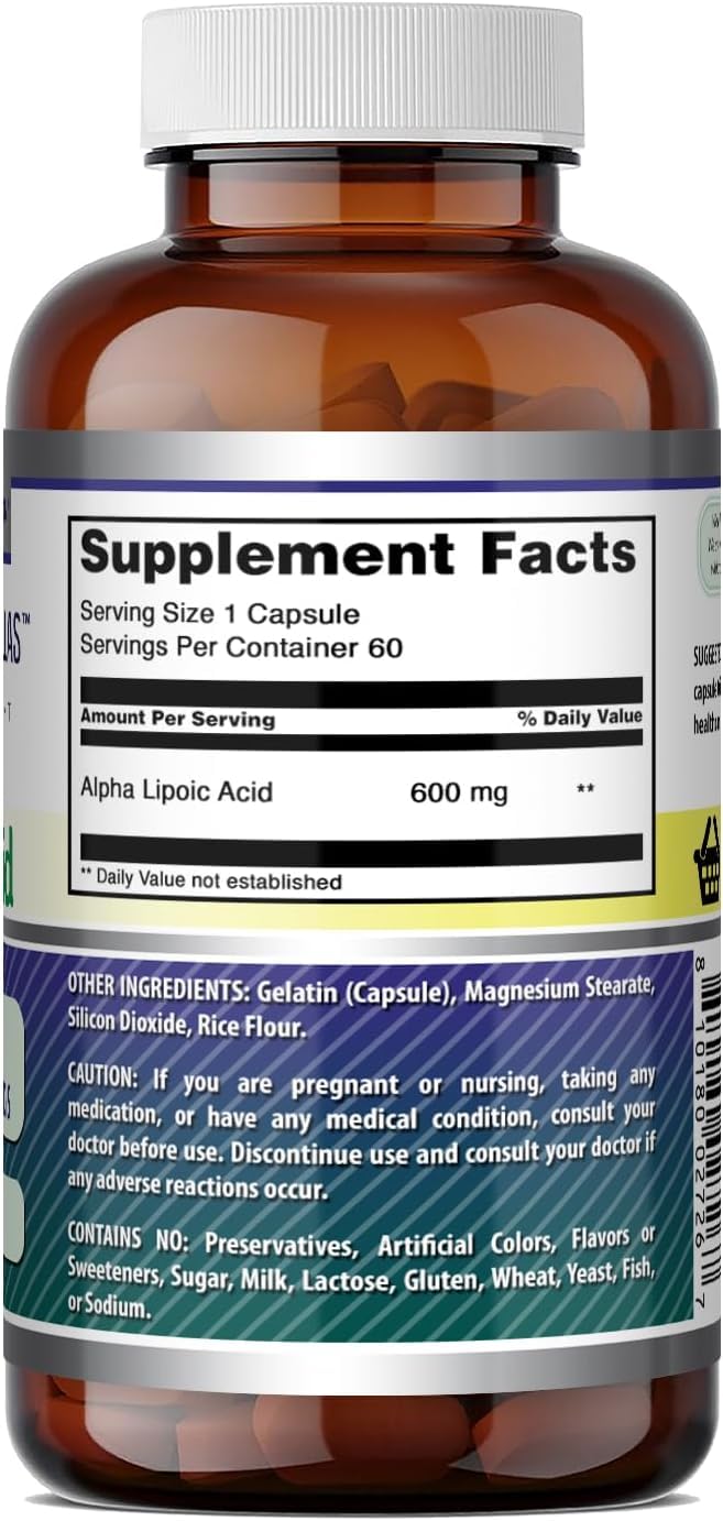 Amazing Formulas Alpha Lipoic Acid | 600 Mg Per Serving Supplement | Capsules | Non-GMO | Gluten Free | Made in USA (1 Pack | 120 Count)