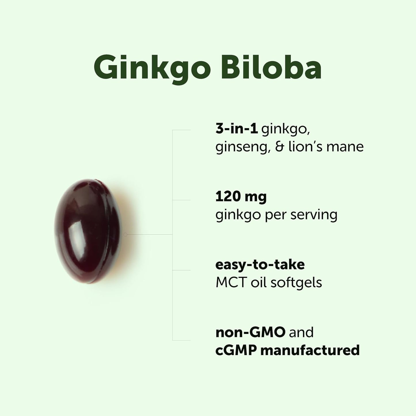 Micro Ingredients Ginkgo Biloba 120 mg Per Serving, 400 Softgels | 3-in-1 with Panax Ginseng & Lion’s Mane | Herbal Mushroom Blend | Made with MCT Oil | Non-GMO