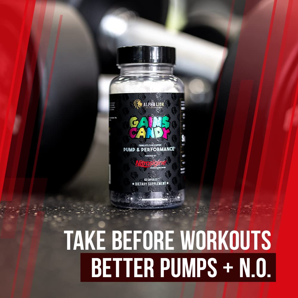 ALPHA LION Gains Candy, Supplement Pills that Support Weight Loss, Appetite Suppressant, Keto-Diet Friendly, Decrease Body Fat, Upgrade Energy & Workout Performance, 60 Capsules (MitoBurn®)
