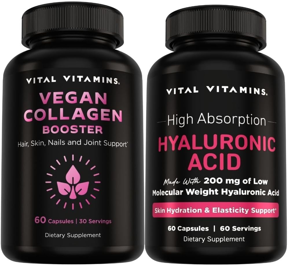 Vital Vitamins Vegan Collagen Booster 60 ct + Hyaluronic Acid Capsules 60 ct