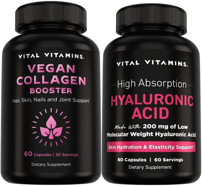 Vital Vitamins Vegan Collagen Booster 60 ct + Hyaluronic Acid Capsules 60 ct