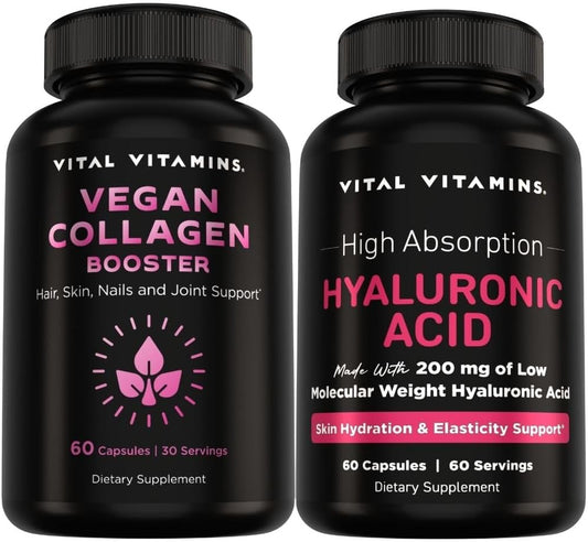 Vital Vitamins Vegan Collagen Booster 60 ct + Hyaluronic Acid Capsules 60 ct