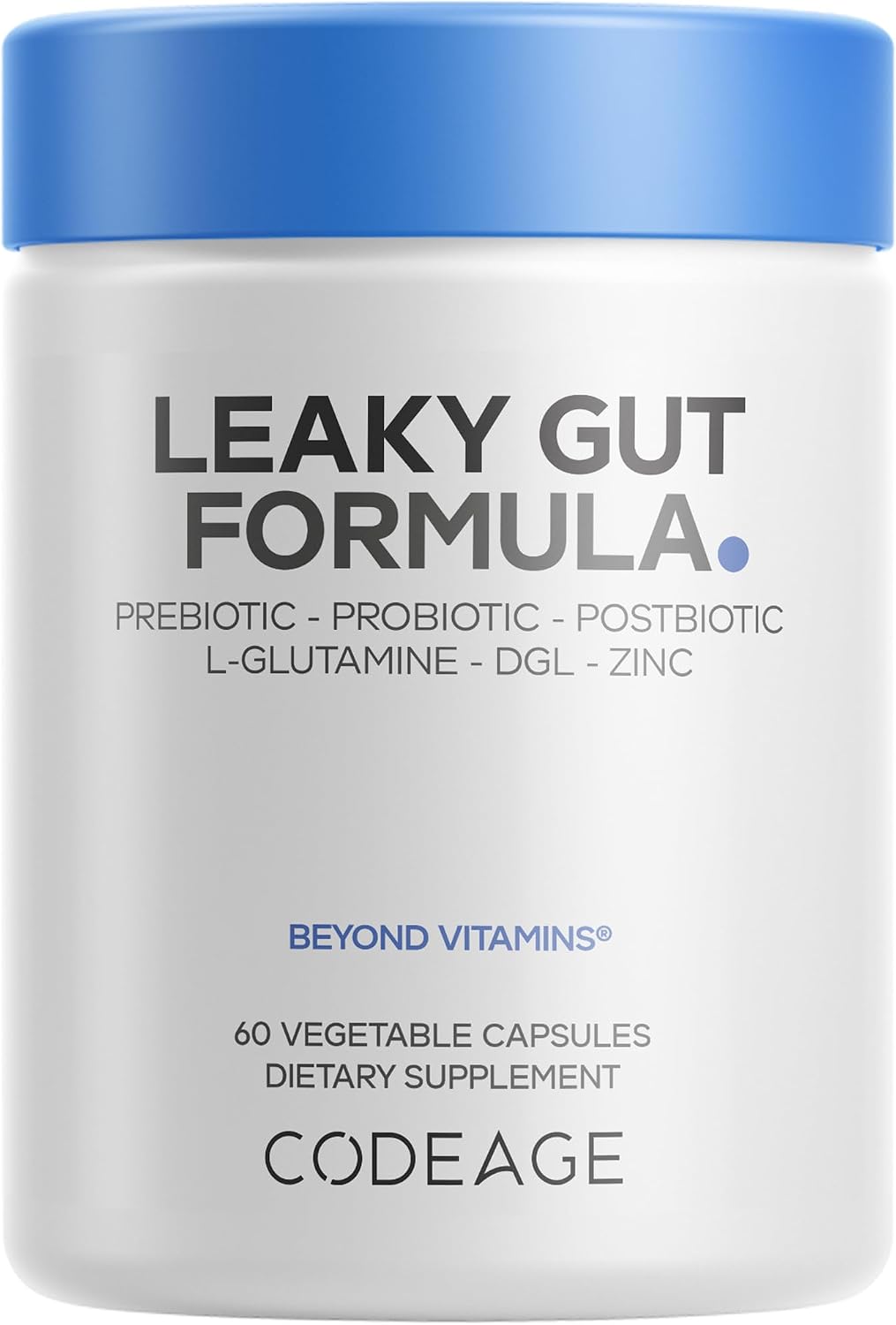 Codeage Leaky Gut Supplement, L-Glutamine, N-Acetylglucosamine, Probiotic, Butyric Acid, Polyphenols, Quercetin, DGL, Marshmallow Root, Berberine, BioPerine, Cinnamon, Vegan, Non-GMO, 60 Capsules