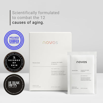 Novos Core Orange + Vital Chews + Boost NMN – Advanced Longevity System | Drink Mix, Chews & Capsules for Cellular Energy, Organ Health & DNA Support