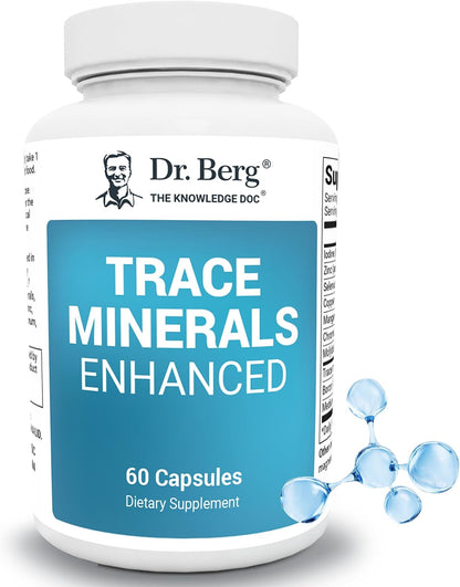 Dr. Berg Trace Minerals Enhanced Complex - Complete with 70+ Minerals Including 10 mg of Zinc - Dietary Supplement - 60 Capsules
