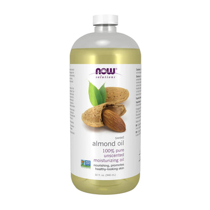 NOW Foods Solutions, Sweet Almond Oil, 100% Pure Moisturizing Oil, Promotes Healthy-Looking Skin, Unscented Oil, 16-Ounce,Package may vary