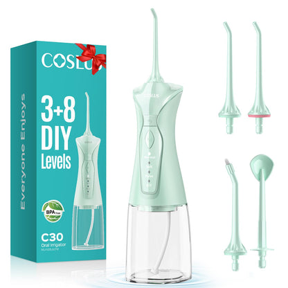 COSLUS C30 Water Dental Flosser, Upgraded DIY Mode, Black, 1Pcs