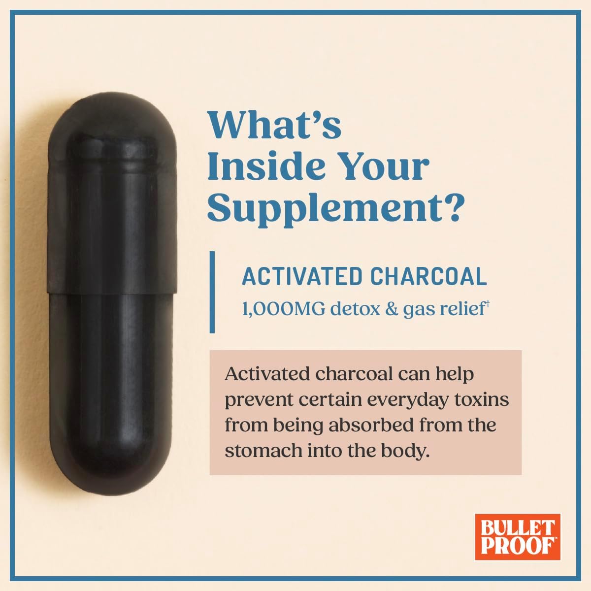Bulletproof Coconut Charcoal Detox and Gas Relief Capsules, 90 Count, Sourced from 100% Coconut Shells, Activated Charcoal for Bloating Support