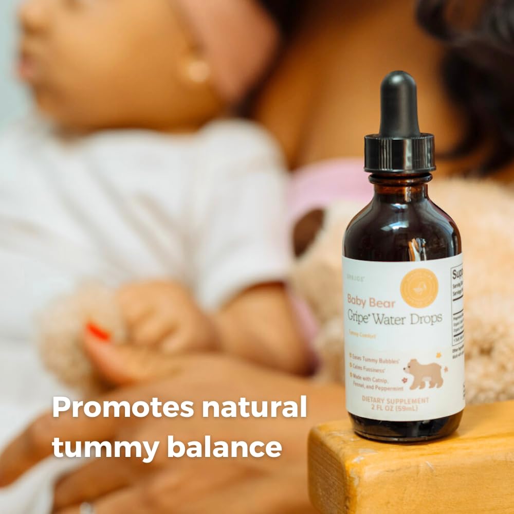 SPRIGS Baby Bear Gripe Water Drops, 2 Fl Oz | Natural Herbal Blend of Catnip, Fennel & Peppermint to Comfort Fussy Babies & Calm & Soothe the Digestive Tract | Support for Gas & Stomach Discomfort